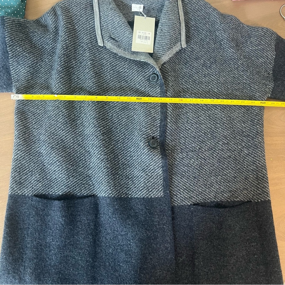 NWT POETRY FUNNEL-NECK COAT BOILED WOOL US SIZE 14 XXL NAVY & WHITE Long Sweater - Picture 14 of 16